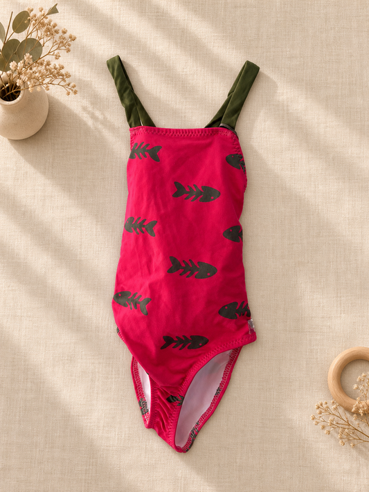 Traje De Baño Para Niña Peces Rosa